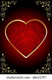 Background with ornate Hearts, illustration