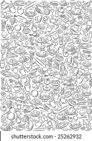 background out of little food symbols