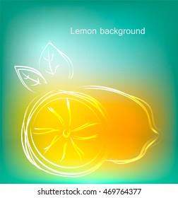 Background with outline lemon in beautiful bright colors, vector illustration. Can be used as greeting or invitation card