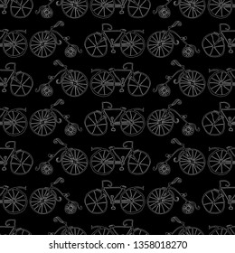 Background of outlines of old bicycles