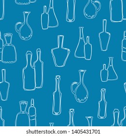 Background of outlines of various glass kitchenware