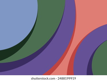 Fondo de Formas circulares superpuestas de color púrpura, verde y rojo con sombras