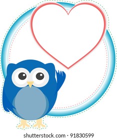 Background with owl ad love heart