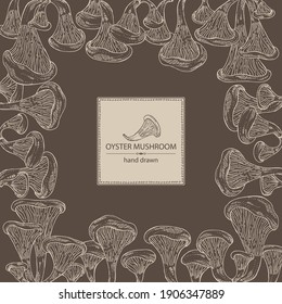 Antecedentes con setas de ostras: hongos pleurotus. Setas. Ilustración dibujada a mano por el vector