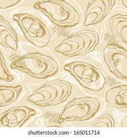 Background from oysters on a beige