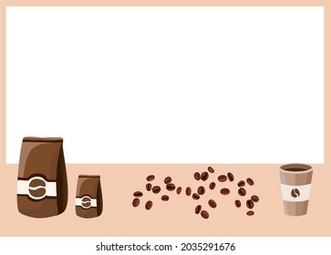 Hintergrund einer Packung mit Kaffeebohnen und Espresso