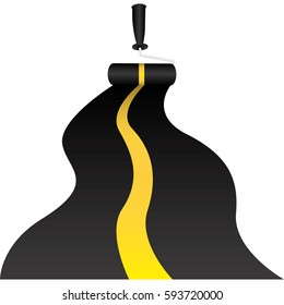 background with paint roller drawing the highway vector illustration