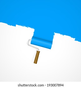 Background paint roller - repainting blue