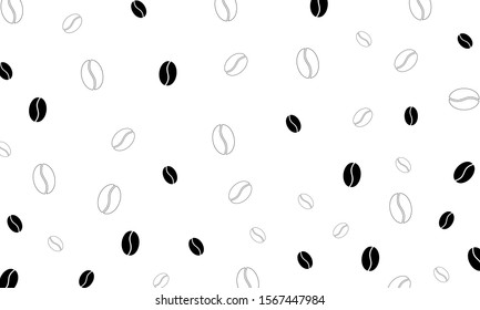 Background with painted coffee beans - vector illustration. Napkin, cup holder, sticker on the cup, coffee to go, tablecloth, poster, menu, coffee card. For coffee houses and cafes.