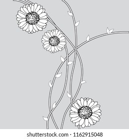 background of painted flowers in black and white