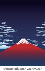 Pintura de fondo, arte japonés. Monte Rojo Fuji.