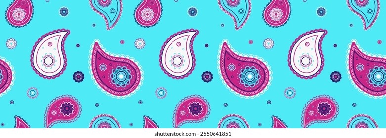 Fondo de paisley para saludar al ornamento. Efecto de patrón a boho Horizontal. Curled bohemio, arte de pradera. Pétalo dibujado a mano por boceto femenino.