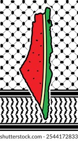 Fundo do padrão keffiyeh do lenço palestino e símbolo de melancia