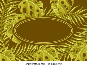 Background with palm leaves. Decorative image of tropical foliage and plants.