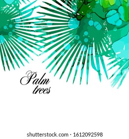 Background with palm leaves. mixed media. Vector illustration