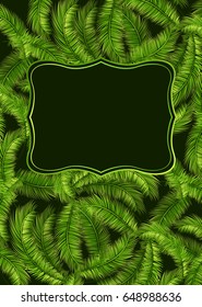 Background with palm leaves and place for text.Vector illustration.