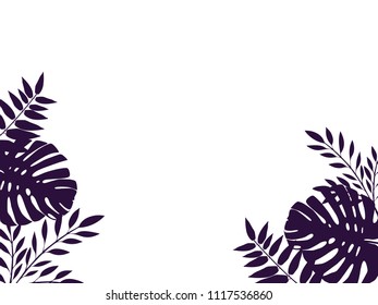 Background with palm leaves, silhouette. Vector illustration