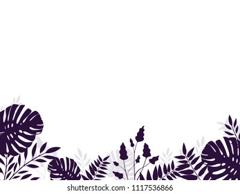 Background with palm leaves, silhouette. Vector illustration