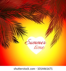 Background of palm leaves. Vector
