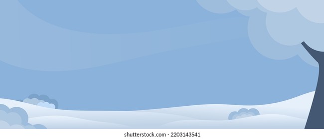 Background Panoramic of landscape in winter, horizontal banner vector illustration of winter landscape.