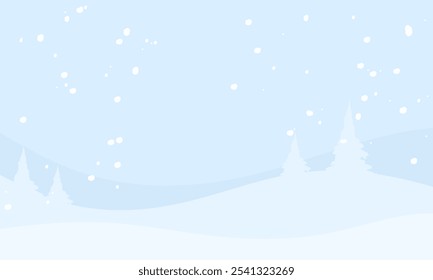 Background Panoramic of landscape in winter, horizontal banner vector illustration of winter landscape mountains and trees.