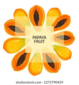 Background with papaya.A web banner with ripe, juicy papaya fruits.Vector illustration.