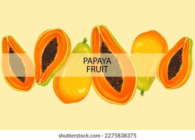 Antecedentes con papaya.Un banner web de frutas maduras y jugosas de papaya.Ilustración vectorial.