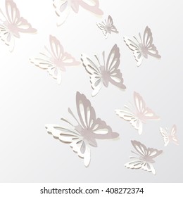 Background with paper butterflies. Vector
