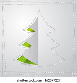 background with a paper Christmas tree