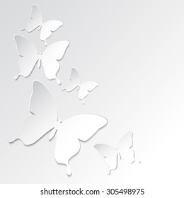 Background with paper cut butterflies