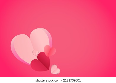 Fondo con papel cortado corazones. Plantilla de banner para Feliz Día de San Valentín, Día de la Madre, Día de la Mujer, cumpleaños o boda. Plantilla moderna de portada de tarjetas de felicitación. Ilustración vectorial.