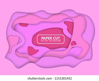 Background paper cut pink vector illustration