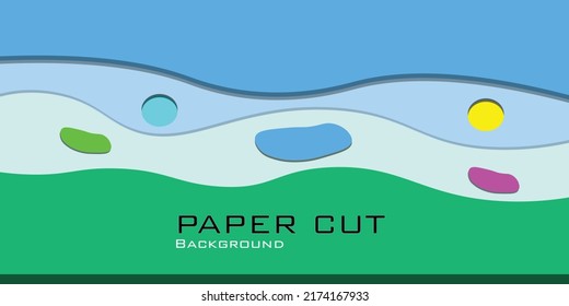 Hintergrund mit papierschneidenden Formen. Abstrakter 3D-Papierstil, Design-Layout für Geschäftspräsentationen, Flyer, Poster, Drucke, Dekorationen, Karten, Broschüren