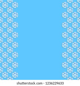 Background with paper cut style snowflakes. Vector illustration.
