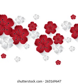 Background with paper flowers. Vector illustration