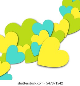 background paper hearts. Paper the heart banner vith drop shadovs. Vector illyustration.