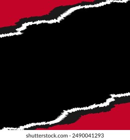 background paper tear at the bottom top corner in black red and dark gray color vector