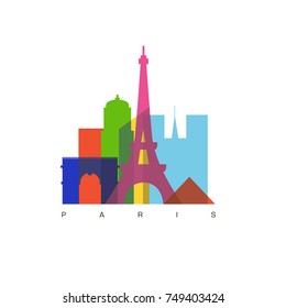 Background of Paris buildings and monuments. For tourism, vacations, travel, culture. Vector illustration.