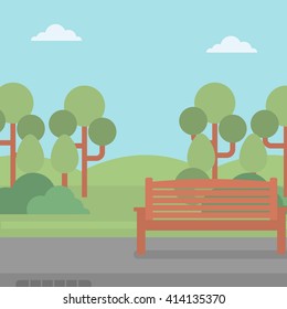Background of park with bench.