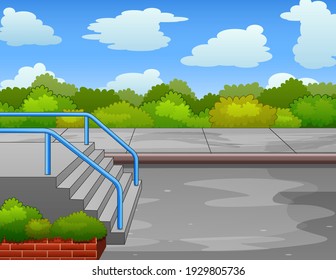 Background of park scene with stairs