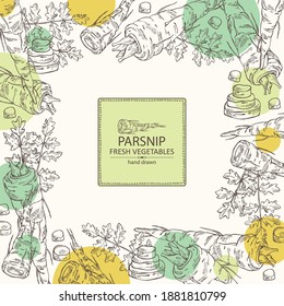 Background with parsnip. Vector hand drawn illustration.