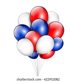 Background with party balloons and place for your text. Memorial Day background. Independence Day background. The colors of the American flag. France flag. Russian flag.