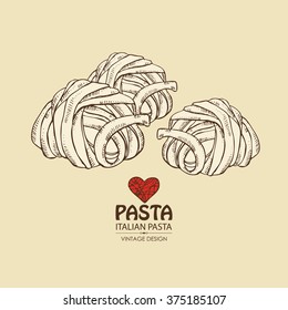 Background with pasta , hand drawn