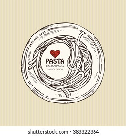 Background with pasta , hand drawn