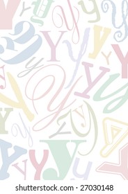 background with the pastel colored letter "Y" in different typefaces and sizes