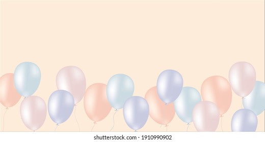 Antecedentes con delicados globos de aire suave en tonos pastel , Diseño de celebraciones con baluón
