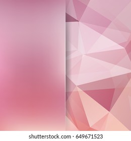 Background of pastel pink geometric shapes. Blur background with glass. Colorful mosaic pattern. Vector EPS 10. Vector illustration