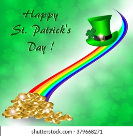  Background Patric Day with coins and hat and rainbow