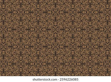background pattern abstract classic floral monochrome brown, seamless plaid pattern vector. nature background fabric. For backdrop, paper pattern, paper wrap, wallpaper, fabric texture and style