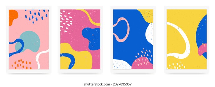 Background pattern, abstract color forms, vector Boho doodle and pop art creative covers design. Modern and retor minimalism trendy pattern background with abstract lines and popart color shapes
